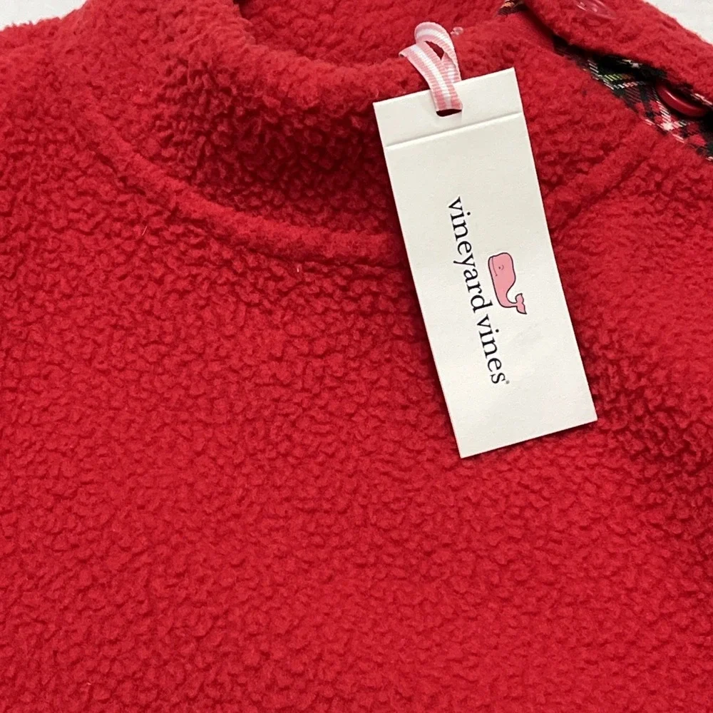 Vineyard Vines Sherpa Mock Neck Tunic Kid M 10-12 Red Pullover School Preppy